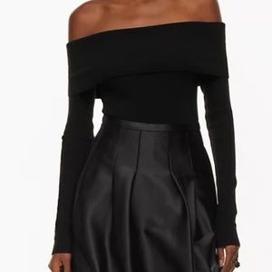 Wilfred Off the Shoulder Black Ribbed Long Sleeve S